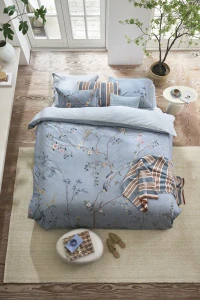 Pip Studio perkálové povlečení Bamboo Blossom světle modrý 140x200 + 70x90 cm