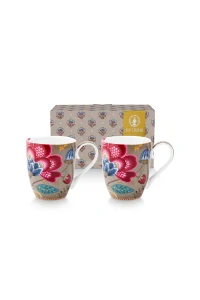 Pip Studio Blooming Tales sada 2ks XL hrnků 440 ml, khaki