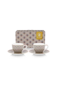 Pip Studio Blooming Tales sada 2ks šálků s podšálky 100ml, khaki