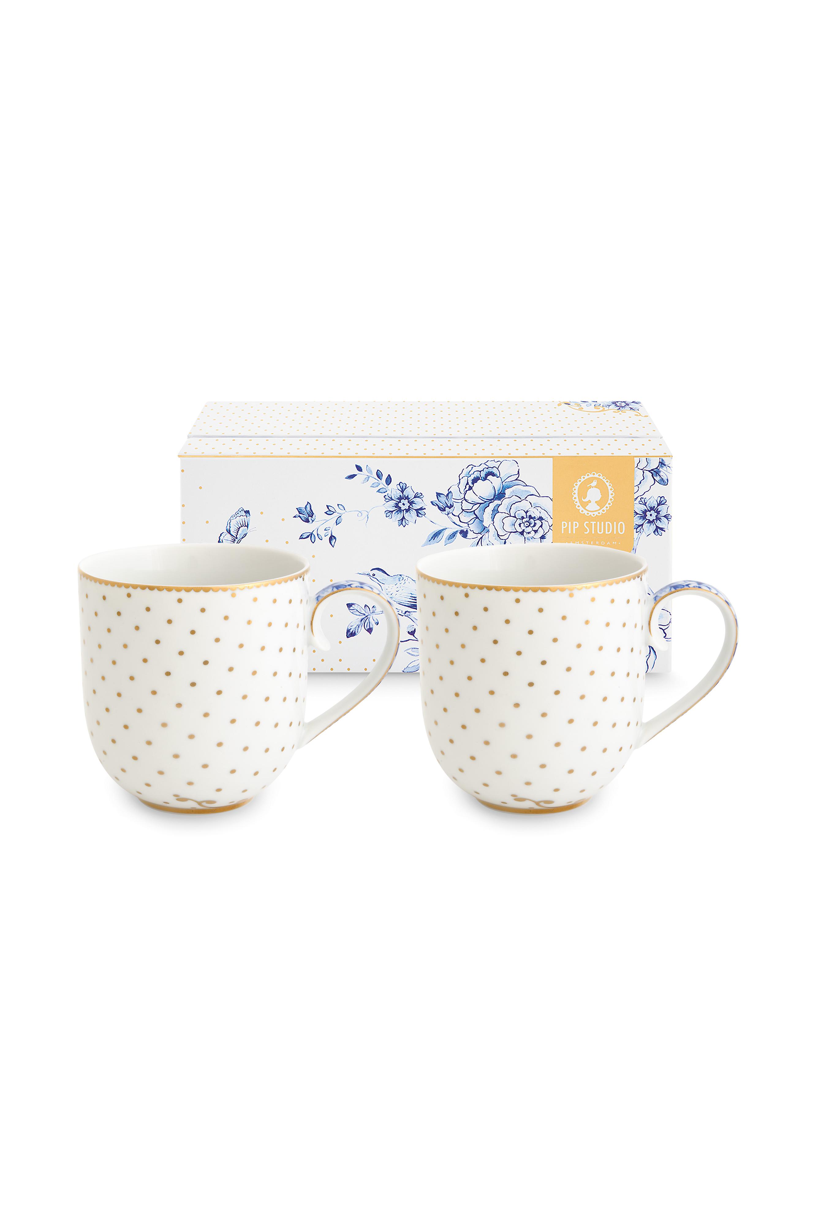 Pip Studio Royal White sada 2 ks hrnků 230ml, bílá