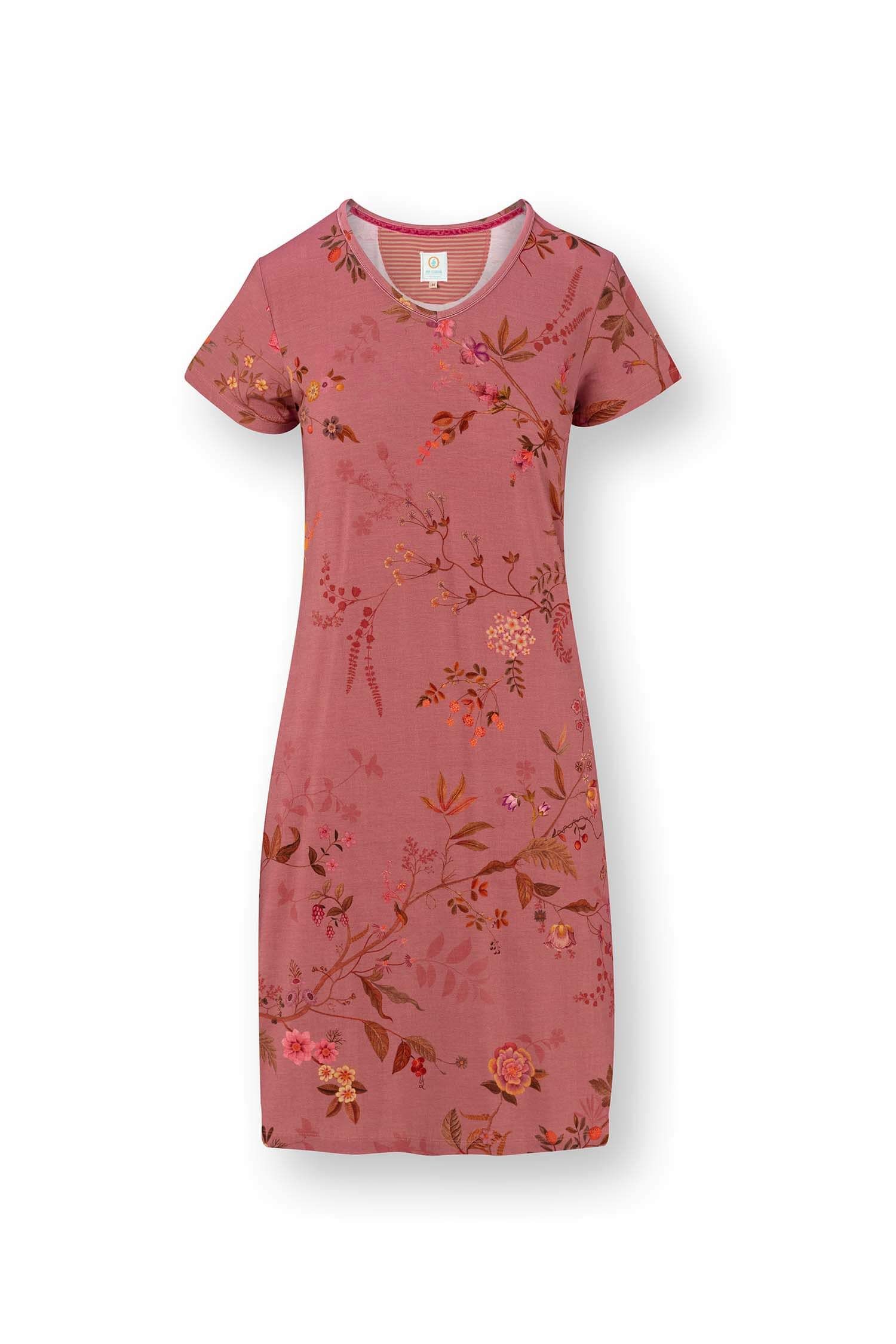 Pip Studio Djoy noční košile Bodhi Flower, tmavě růžová